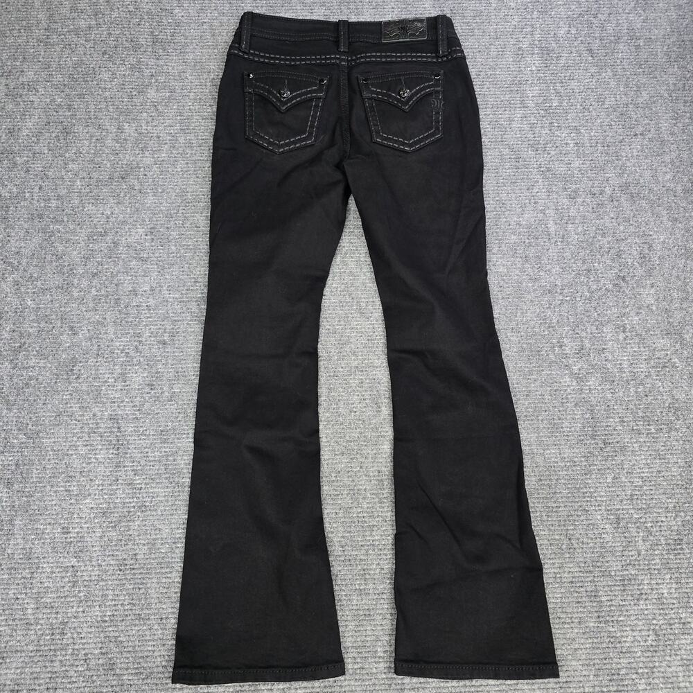 Miss Me Womens Jeans 30 Tall Black Mid Rise Bootcut Flap Pocket Stretch - Picture 2 of 9